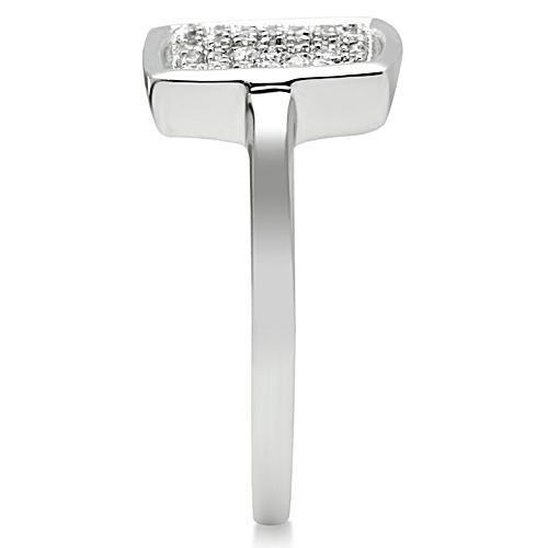 Rhodium Brass Ring with AAA Grade CZ  in Clear