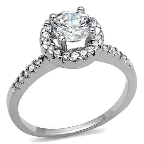 Rhodium Brass Ring with AAA Grade CZ  in Clear