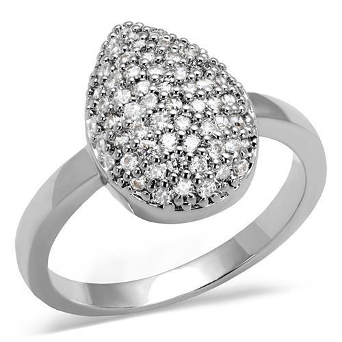 Rhodium Brass Ring with AAA Grade CZ  in Clear