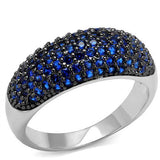 Rhodium + Ruthenium Brass Ring with AAA Grade CZ  in London Blue