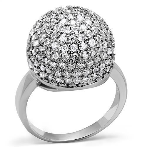 Rhodium Brass Ring with AAA Grade CZ  in Clear
