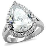 Rhodium Brass Ring with AAA Grade CZ  in Clear