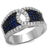 Rhodium + Ruthenium Brass Ring with AAA Grade CZ  in London Blue