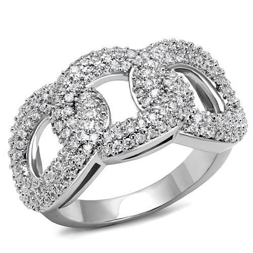 Rhodium Brass Ring with AAA Grade CZ  in Clear