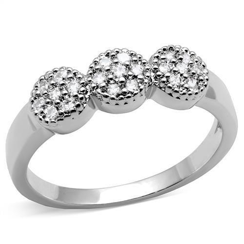 Rhodium Brass Ring with AAA Grade CZ  in Clear