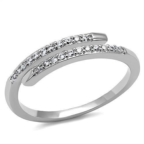 Rhodium Brass Ring with AAA Grade CZ  in Clear