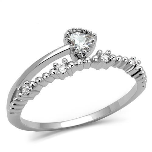 Rhodium Brass Ring with AAA Grade CZ  in Clear
