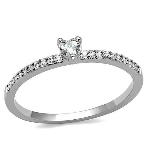Rhodium Brass Ring with AAA Grade CZ  in Clear