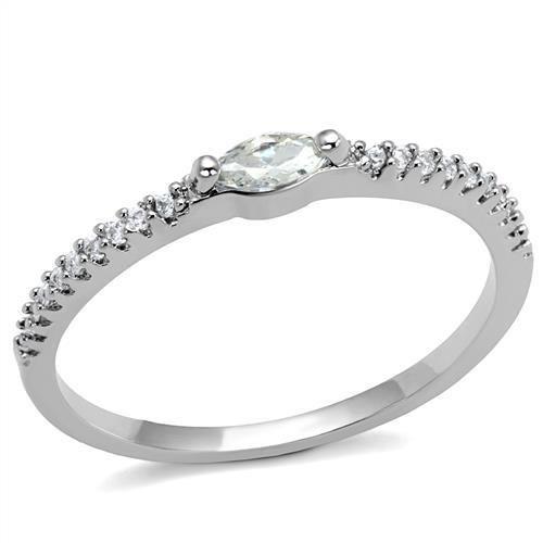 Rhodium Brass Ring with AAA Grade CZ  in Clear