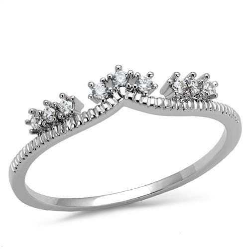 Rhodium Brass Ring with AAA Grade CZ  in Clear