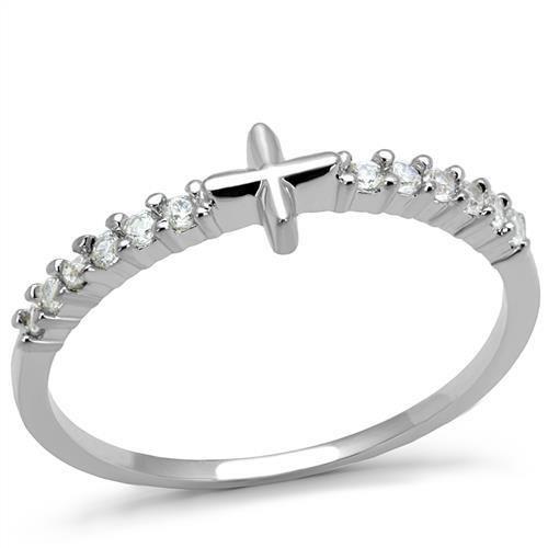Rhodium Brass Ring with AAA Grade CZ  in Clear