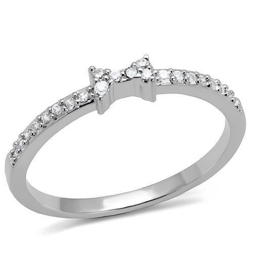 Rhodium Brass Ring with AAA Grade CZ  in Clear