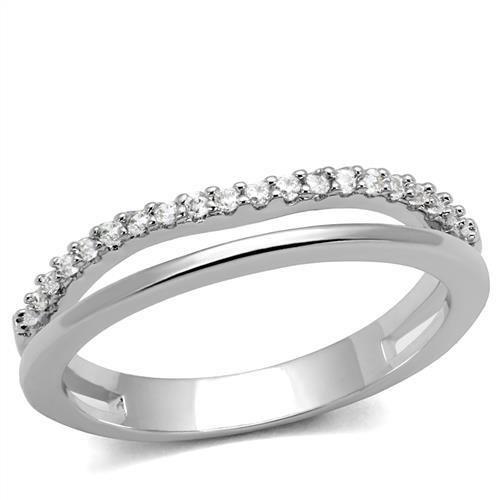 Rhodium Brass Ring with AAA Grade CZ  in Clear