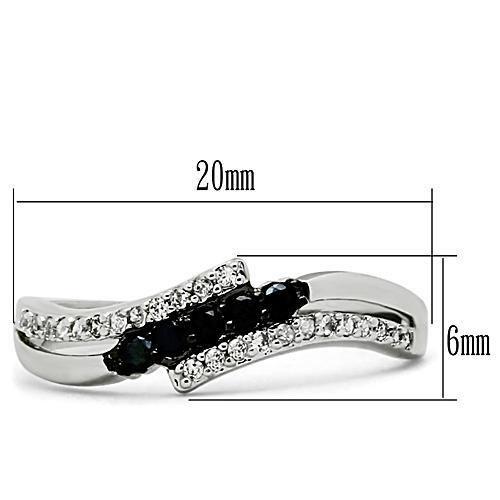 Rhodium + Ruthenium Brass Ring with AAA Grade CZ  in Jet
