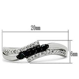 Rhodium + Ruthenium Brass Ring with AAA Grade CZ  in Jet