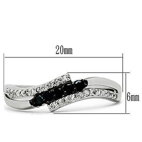 Rhodium + Ruthenium Brass Ring with AAA Grade CZ  in Jet