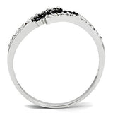 Rhodium + Ruthenium Brass Ring with AAA Grade CZ  in Jet