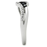 Rhodium + Ruthenium Brass Ring with AAA Grade CZ  in Jet