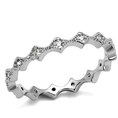 Rhodium Brass Ring with AAA Grade CZ  in Clear
