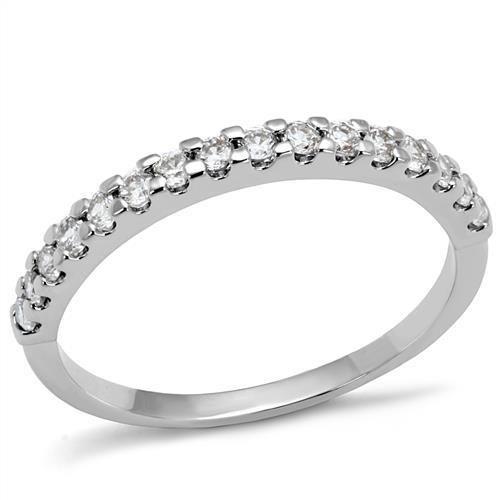 Rhodium Brass Ring with AAA Grade CZ  in Clear