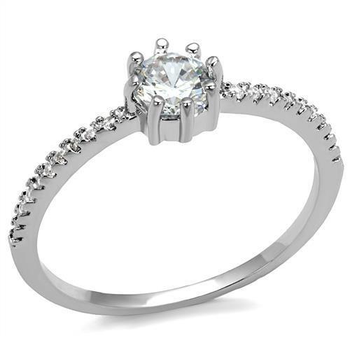 Rhodium Brass Ring with AAA Grade CZ  in Clear
