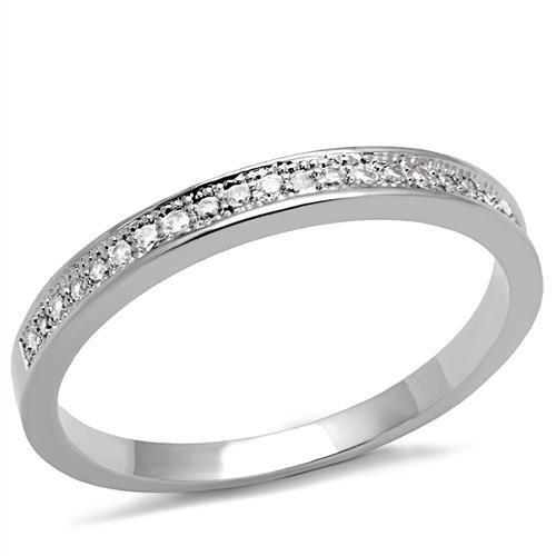 Rhodium Brass Ring with AAA Grade CZ  in Clear