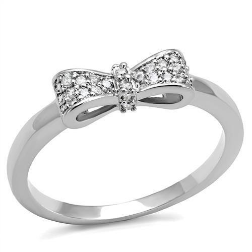 Rhodium Brass Ring with AAA Grade CZ  in Clear