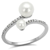 Rhodium Brass Ring with Synthetic Pearl in White