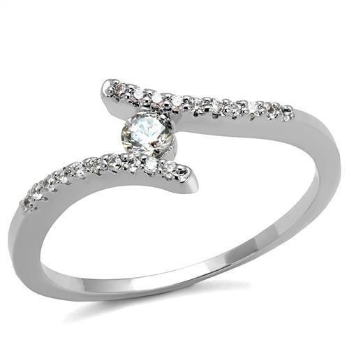 Rhodium Brass Ring with AAA Grade CZ  in Clear