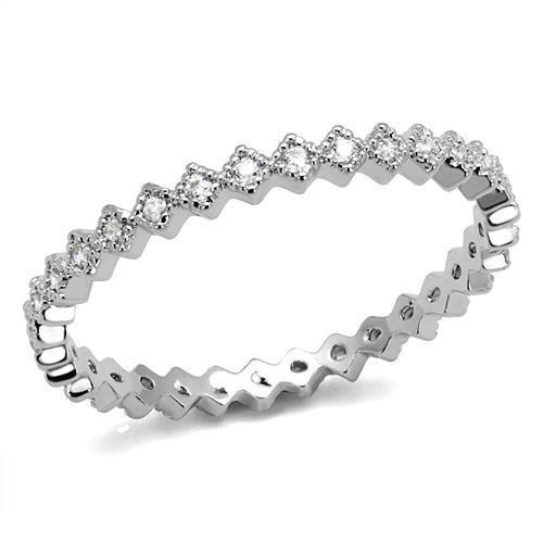 Rhodium Brass Ring with AAA Grade CZ  in Clear