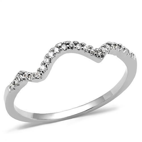 Rhodium Brass Ring with AAA Grade CZ  in Clear