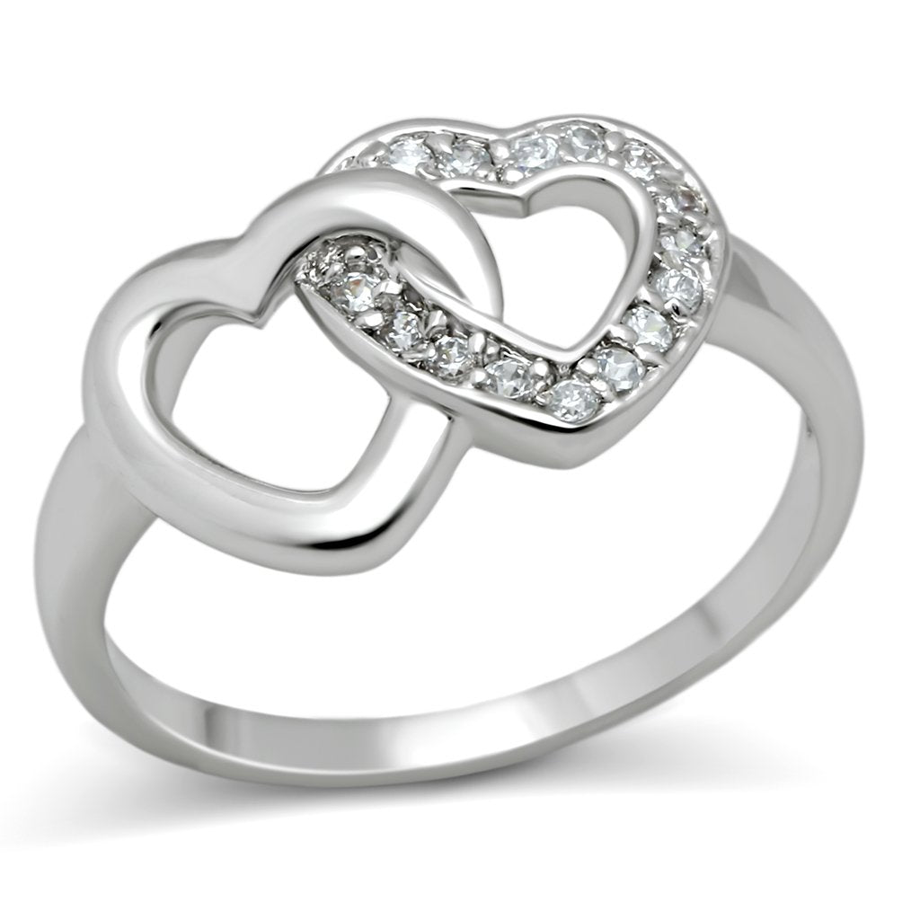 Rhodium Brass Ring with AAA Grade CZ  in Clear