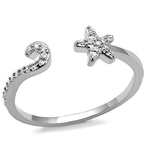Rhodium Brass Ring with AAA Grade CZ  in Clear