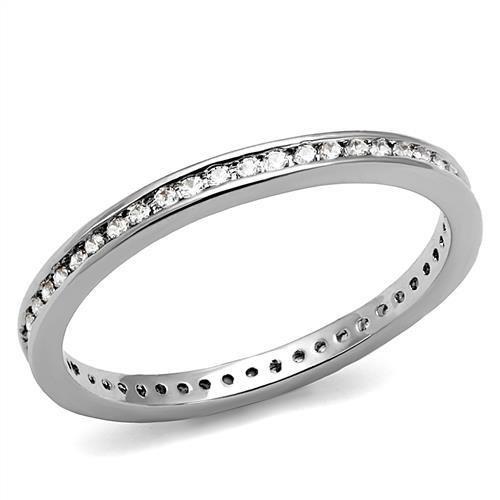 Rhodium Brass Ring with AAA Grade CZ  in Clear