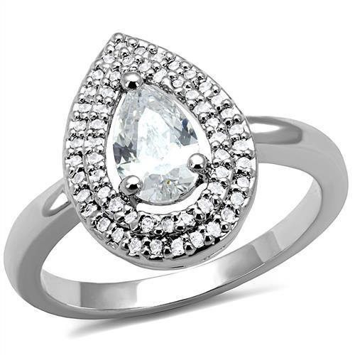 Rhodium Brass Ring with AAA Grade CZ  in Clear