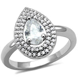 Rhodium Brass Ring with AAA Grade CZ  in Clear