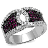 Rhodium + Ruthenium Brass Ring with AAA Grade CZ  in Ruby