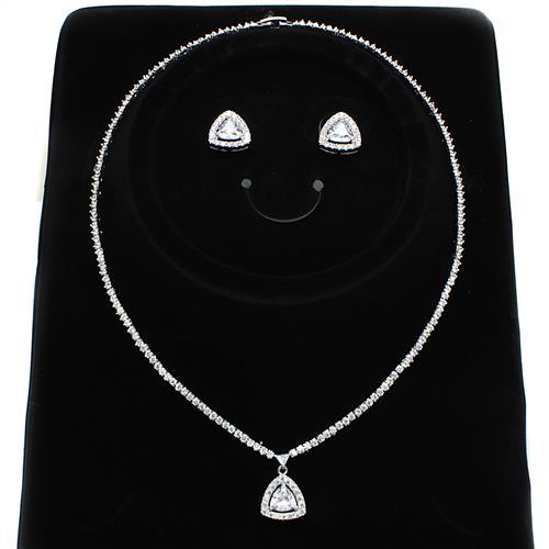Rhodium Brass Jewelry Sets with AAA Grade CZ  in Clear