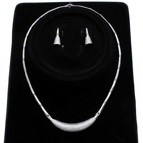 Rhodium Brass Jewelry Sets with AAA Grade CZ  in Clear