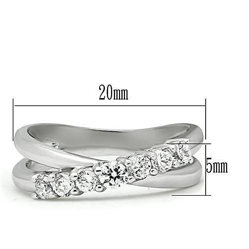 Rhodium Brass Ring with AAA Grade CZ  in Clear