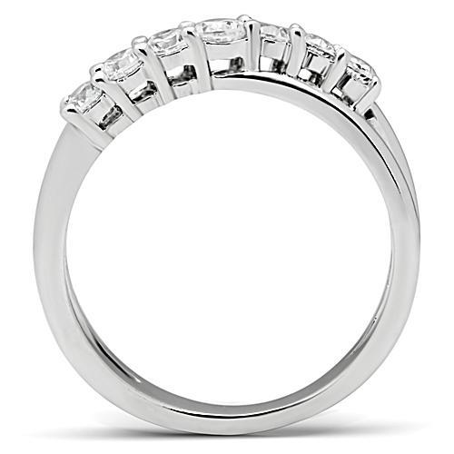 Rhodium Brass Ring with AAA Grade CZ  in Clear