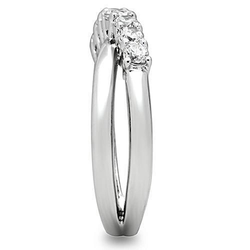 Rhodium Brass Ring with AAA Grade CZ  in Clear