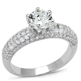 Rhodium Brass Ring with AAA Grade CZ  in Clear