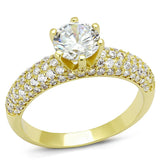 Gold Brass Ring with AAA Grade CZ  in Clear