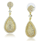 Gold Brass Earrings with AAA Grade CZ  in Clear