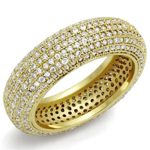 Gold Brass Ring with AAA Grade CZ  in Clear