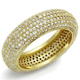 Gold Brass Ring with AAA Grade CZ  in Clear