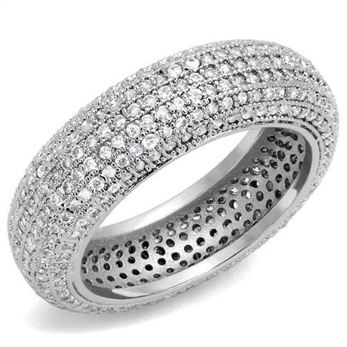 Rhodium Brass Ring with AAA Grade CZ  in Clear