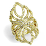 Gold Brass Ring with AAA Grade CZ  in Clear