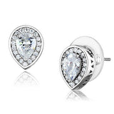 Rhodium Brass Earrings with AAA Grade CZ  in Clear